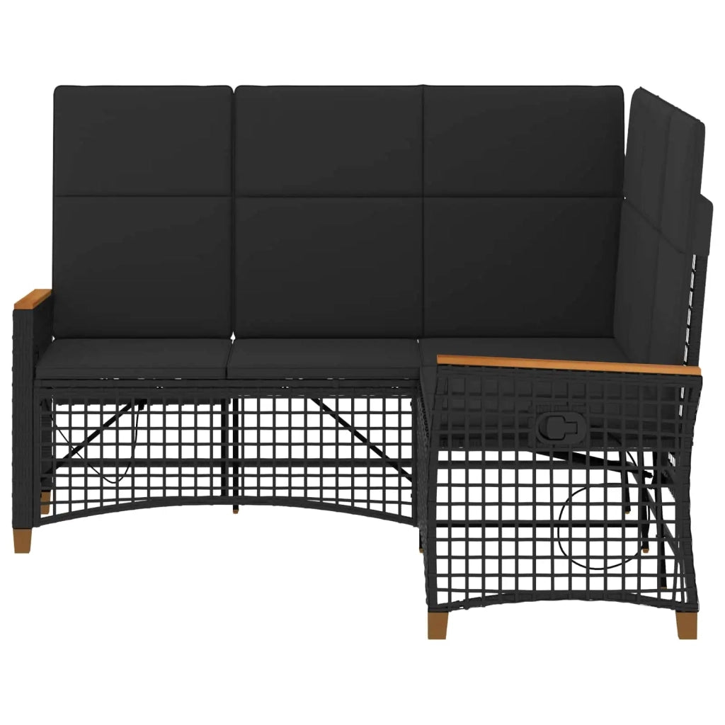 Set di Divani Recliner da Giardino | Set Salotto da Giardino Nero 164 x 164 x 112 cm