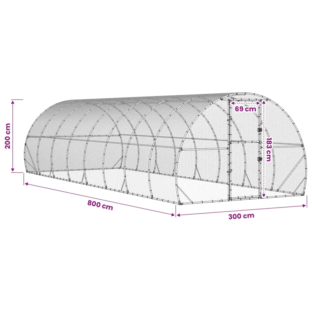 Pollaio Argento 800 x 300 x 200 cm Acciaio zincato 3434693