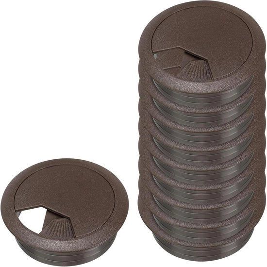 Organizzatore per Scrivania 10 Pezzi di Copertura per Cavi in Plastica con Oculista 50mm Marrone Scuro