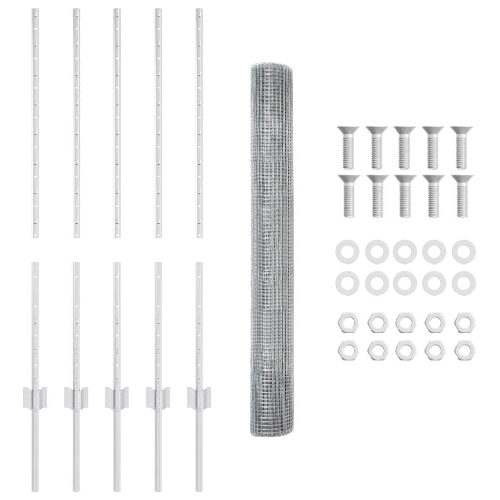 Set di recinzione per giardino 2 pezzi Acciaio zincato 10 x 1 m