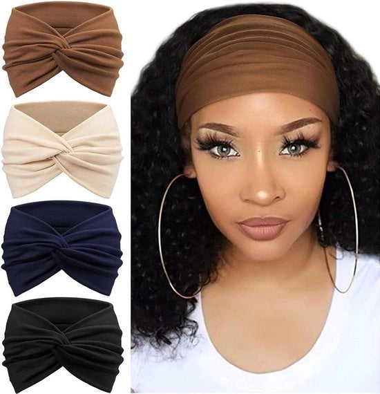 Set di 4 pezzi di elastici per capelli per donne - elastici a tulipano per capelli in cotone - elastici per capelli con chiusura - accessori per capelli per yoga - abbigliamento per donne