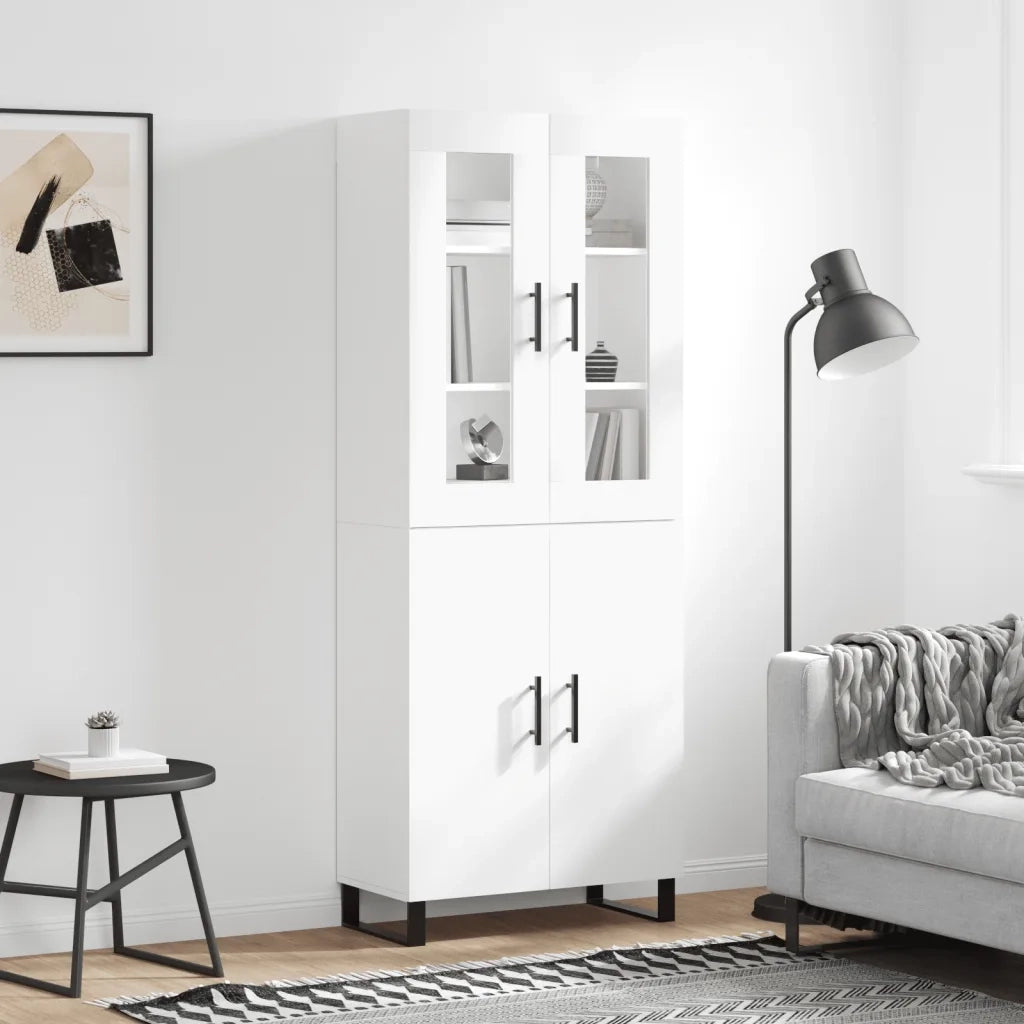Credenza-Buffet-Armadio da cucina Bianca 69,5x34x180 cm in Legno Multistrato 124371