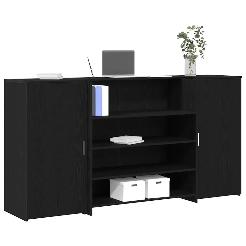 vidaXL Banco Reception Rovere Nero 200x50x103,5 cm Legno Multistrato
