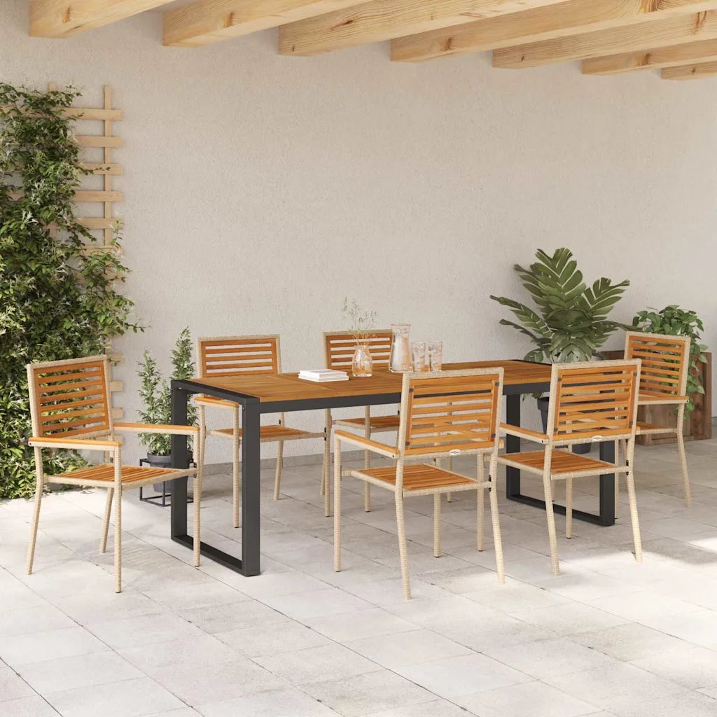 Set da Pranzo per Giardino 7 pcs Beige e Marrone polyrattan 3365486