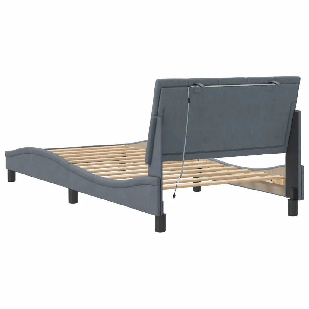 Giroletto con LED senza Materasso Hanko Grigio Scuro 100x203 cm in Velluto 3213808