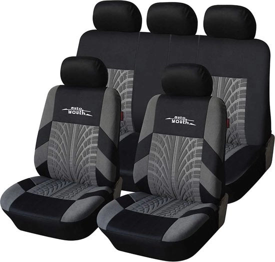 Set di protezione per sedili auto universale, completo di coprimozzi e accessori per sedili auto, grigio