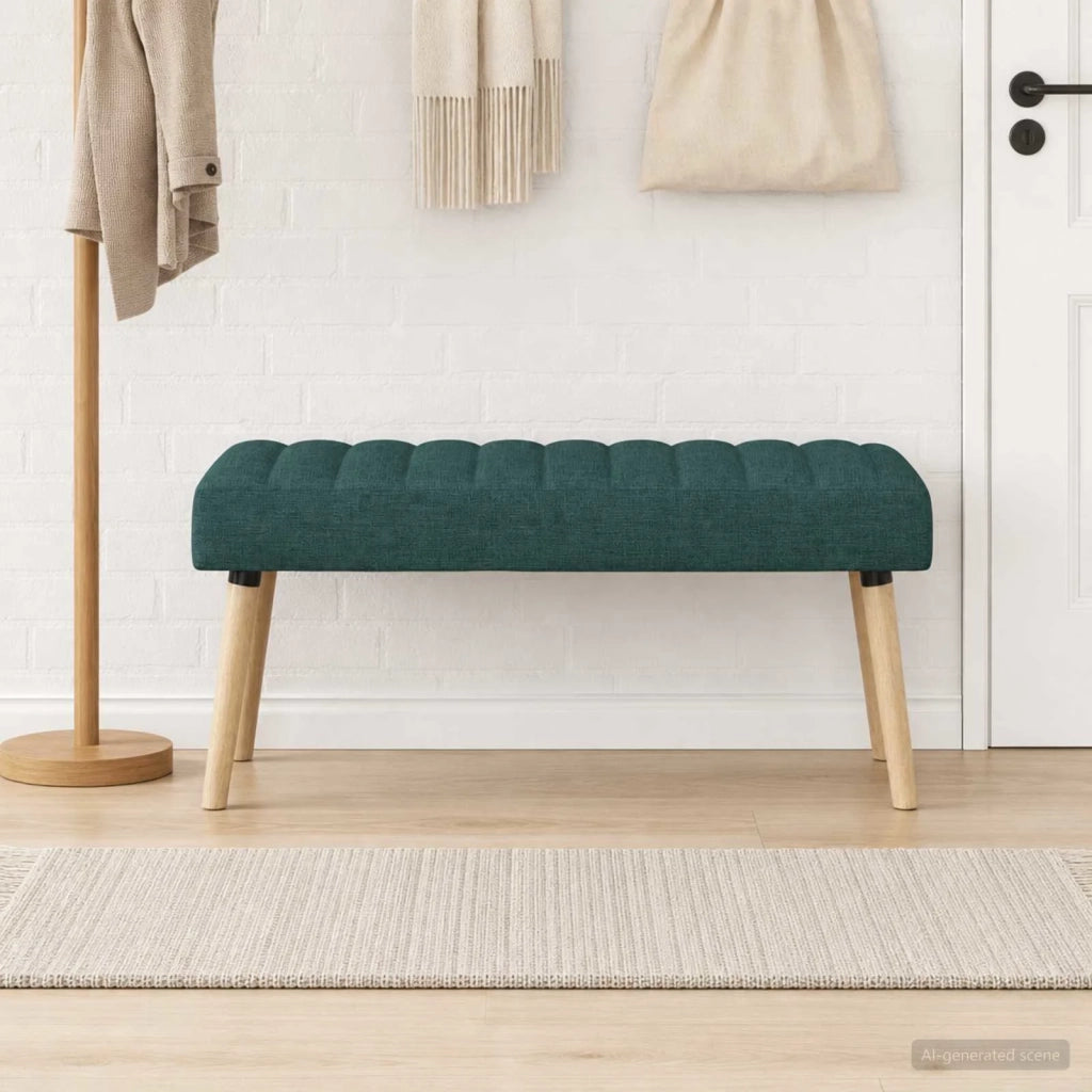 Panchina trapuntata a canale Verde Scuro 110 x 40 x 46 cm 42038492