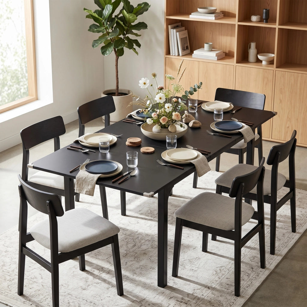 Tavolo da pranzo allungabile 4-6 persone ¨C Xylo ¨C gambe acciaio nero salvaspazio