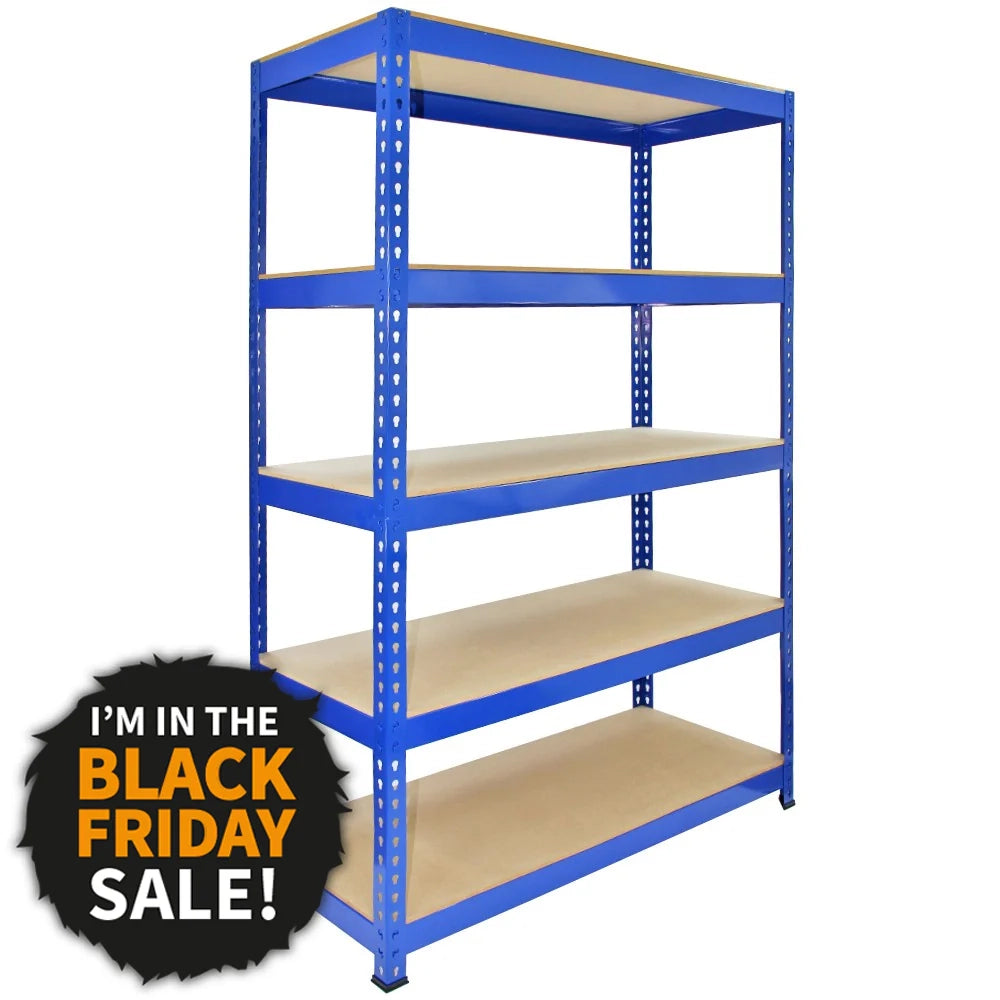 Scaffale Q-Rax In Acciaio Senza Bulloni Blu Largo 120cm per Magazzino e Garage