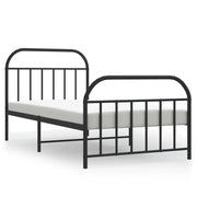 Letto singolo | Letto per adulti | Giroletto con Testiera e Pediera Metallo Nero 107x203 cm