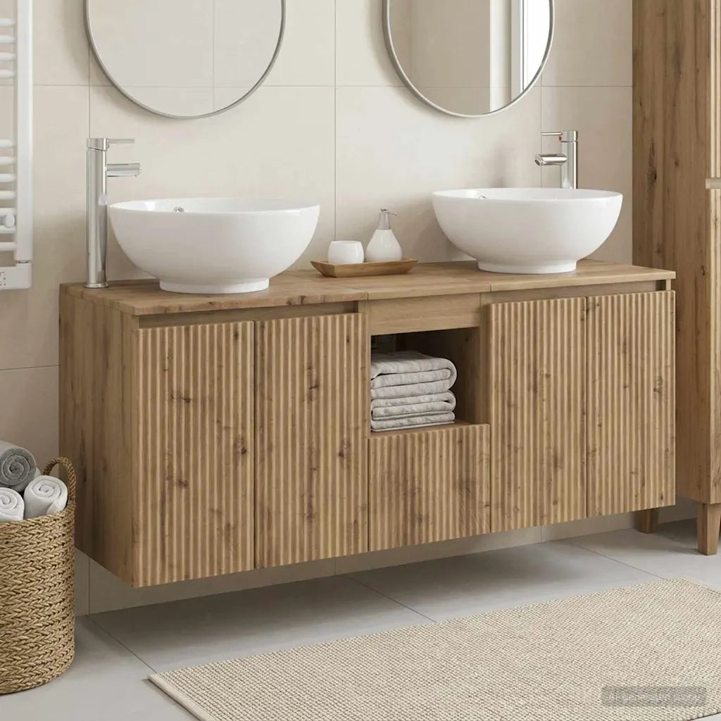 Set di Armadi da Bagno 3 pz Rovere Artigianale 3405706