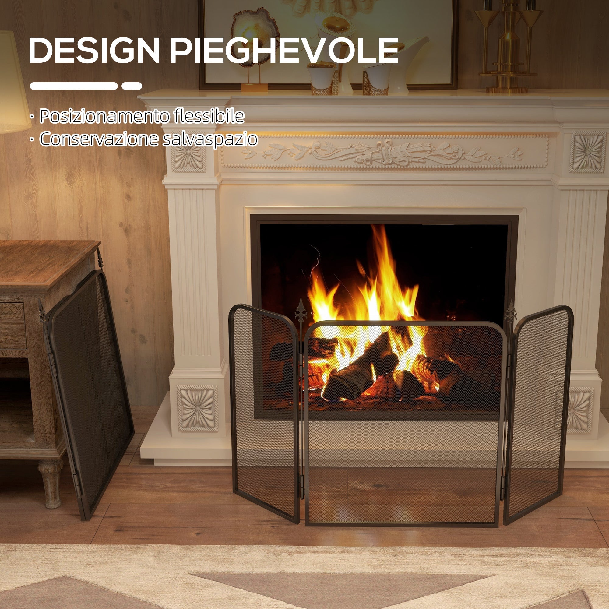 Parascintille con Antine 96x1,3x56 cm in Metallo Nero