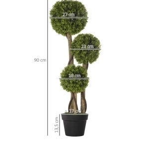Buchsbaum künstlich 90 cm mit Blumentopf, UV-beständige Zimmerpflanze hellgrün