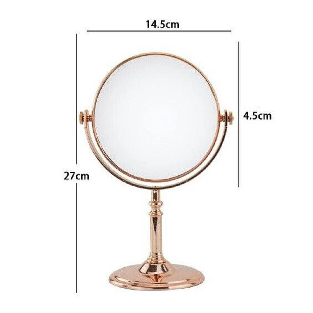 Trade Shop - Specchio Da Tavolo Make Up Trucco Accessorio Bagno Oro Rosa Donna 6" 27cm 69414 -