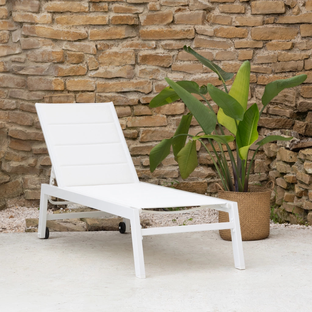 Lettino BARBADOS in textilene bianco - alluminio bianco