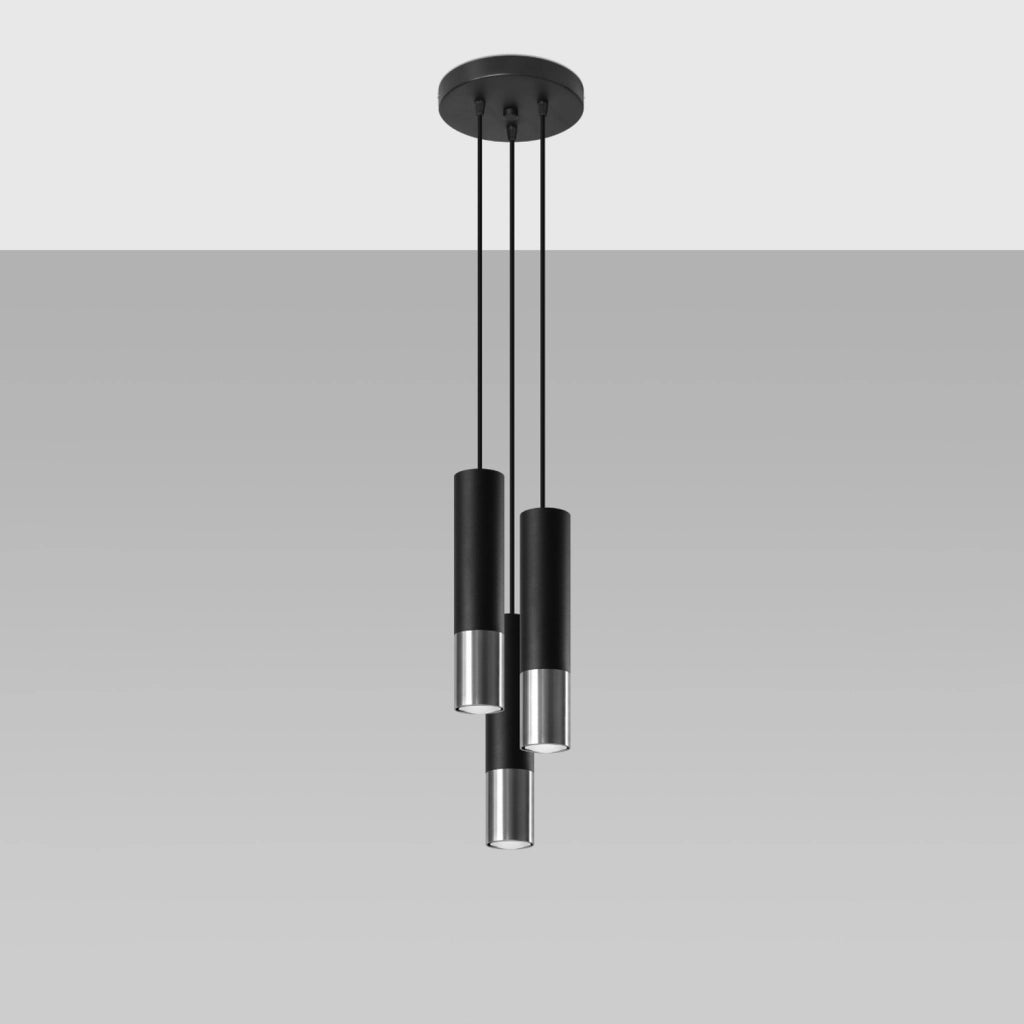 Lampadario Pure Lume SPIREXEZ 3 luci GU10 nero cromo