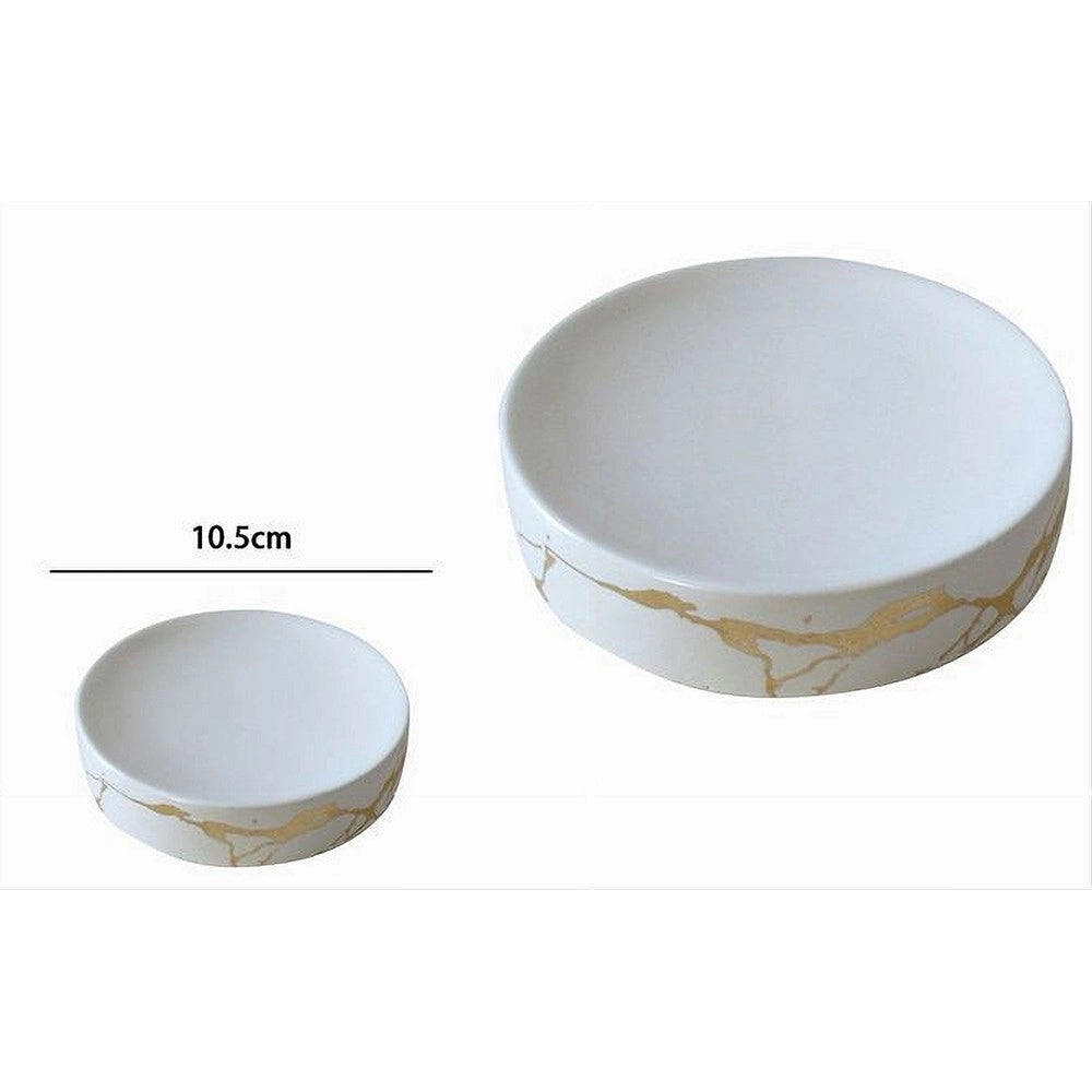 Trade Shop - Piattino Porta Sapone Saponetta Bagno Accessorio Arredo Effetto Marmo Oro 59887 -