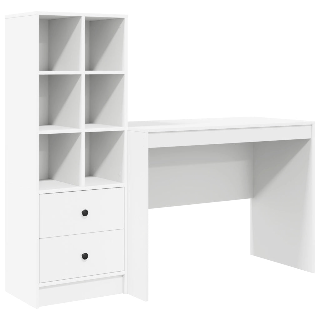 Scrivania con storage bianca in legno ingegnerizzato