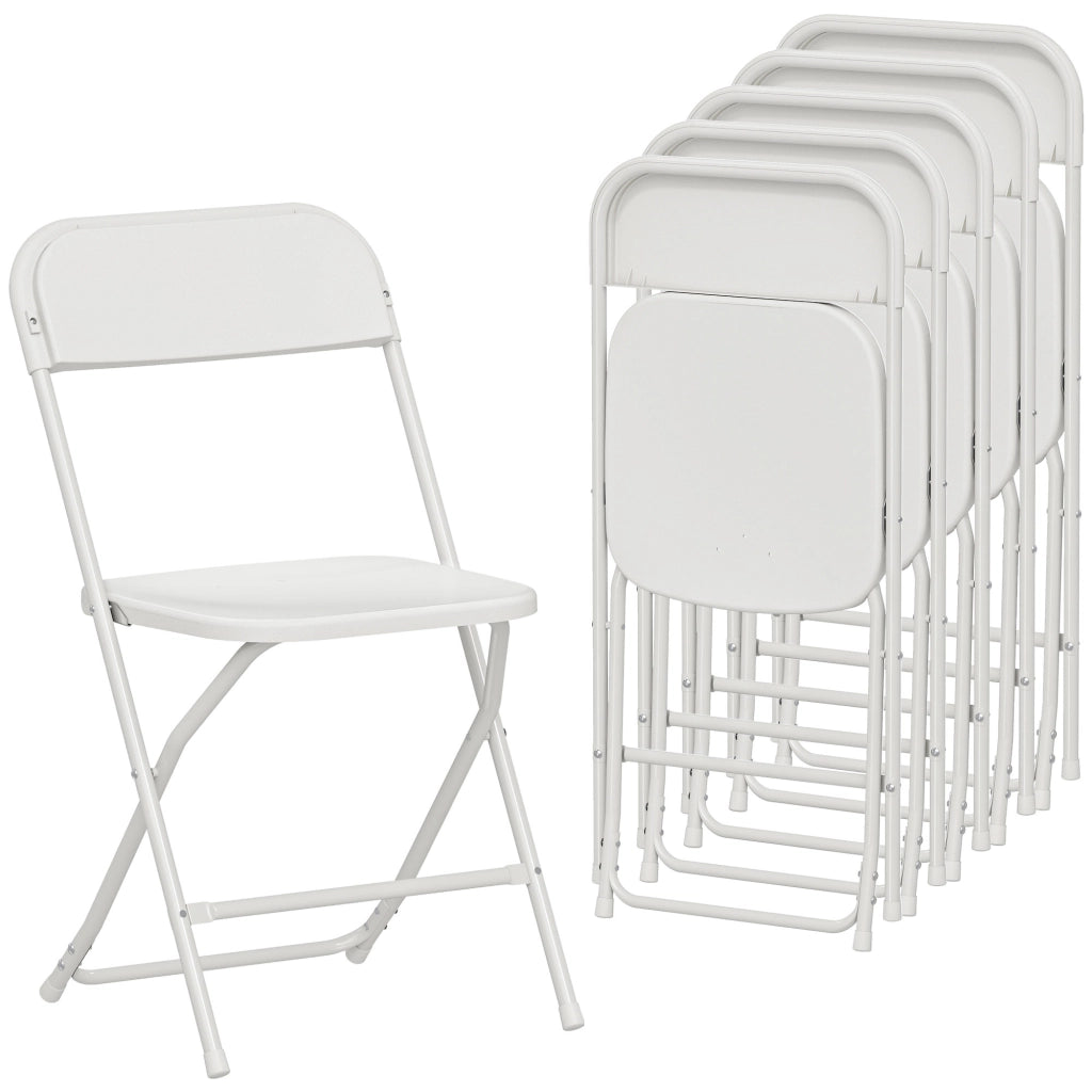 Set 6 Sedie Pieghevoli ¨C zephmum ¨C Plastica e Metallo Bianco 45x49x79.5 cm