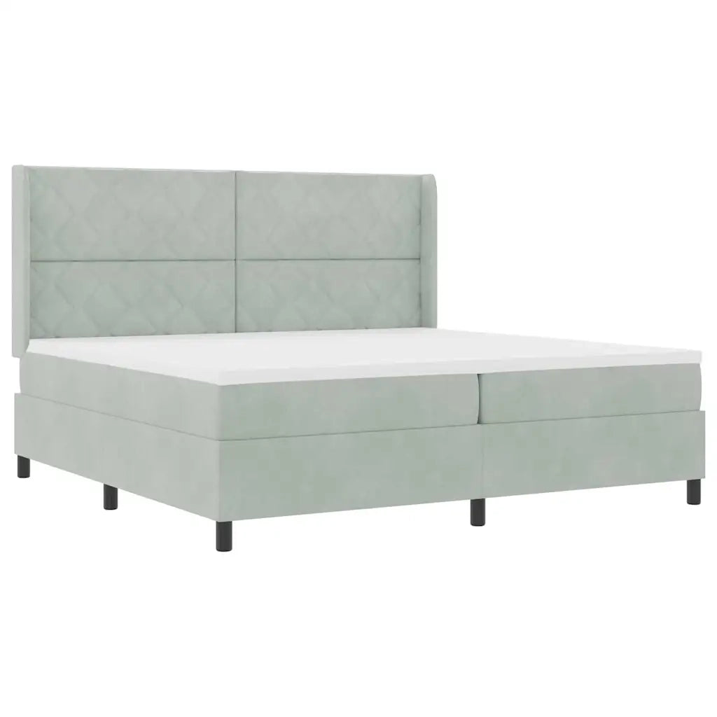 Letto a molle con testiera Grigio chiaro 200 x 200 cm Velluto 3343940