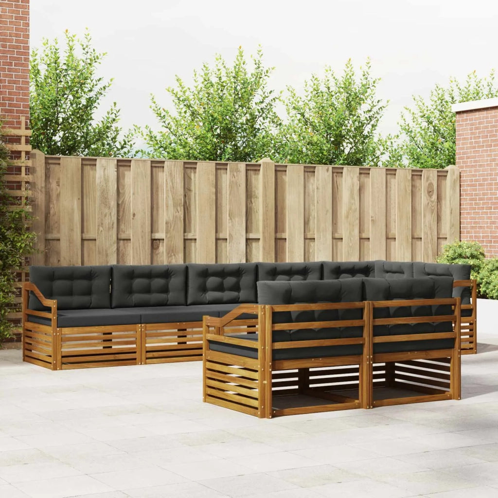 Set di divani da esterno con cuscino 8 pcs Naturale e Antracite