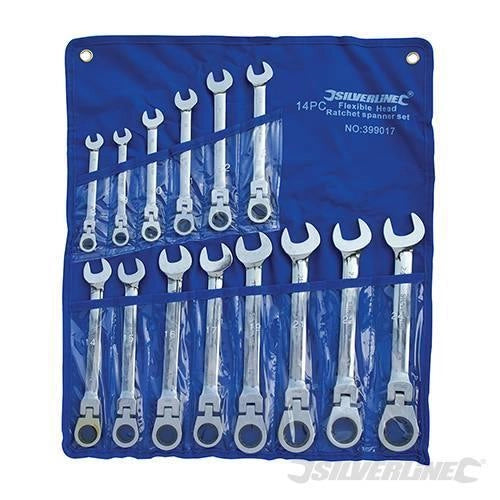 Set chiavi Silverline testa fissa croce cricchetto 180° acciaio da 8 a 24mm Prezzo