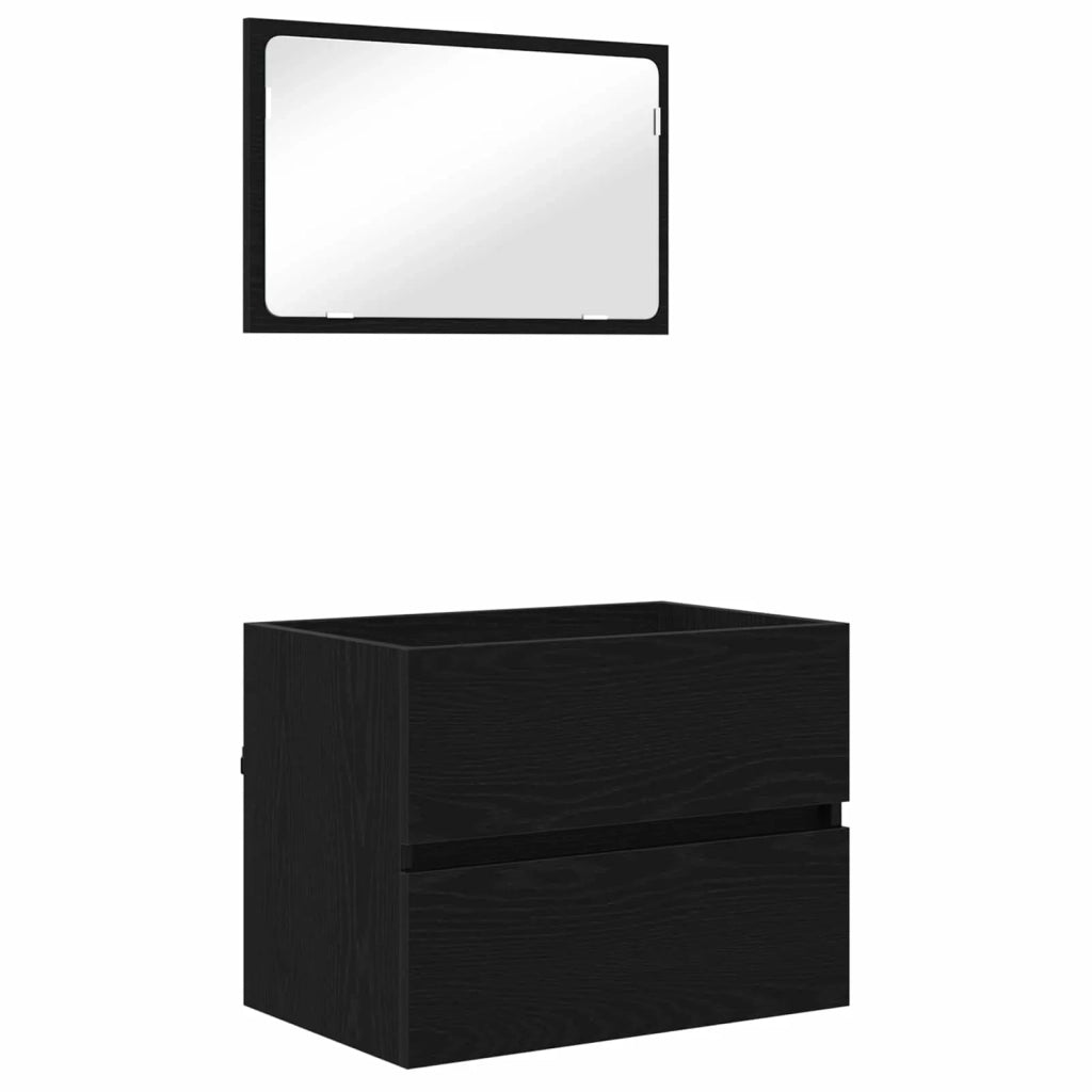 Set di mobili per il bagno 3 pcs Rovere Nero Legno multistrato