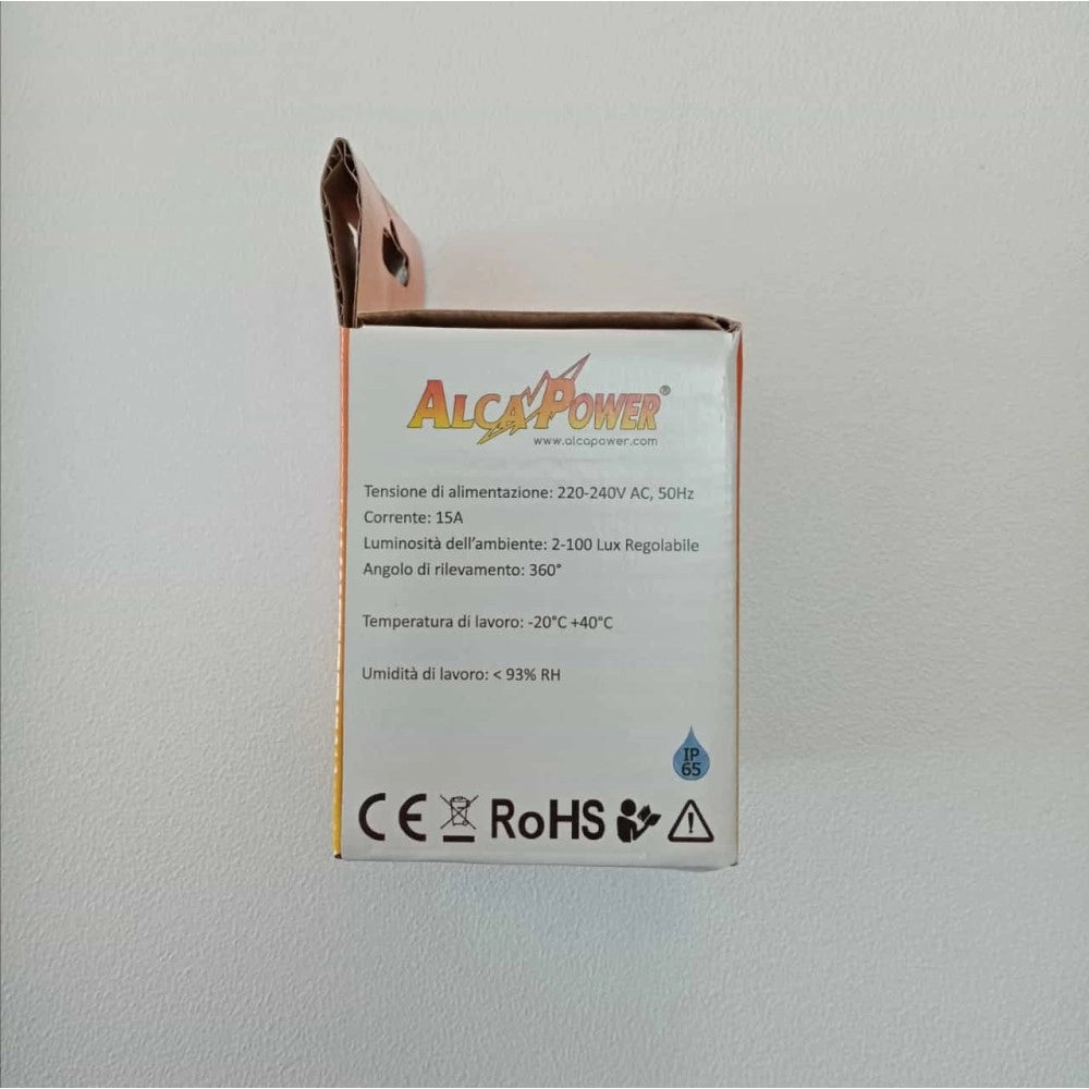 Alca power sensore crepuscolare 15a ip65 con angolo di rilevamento di 360°