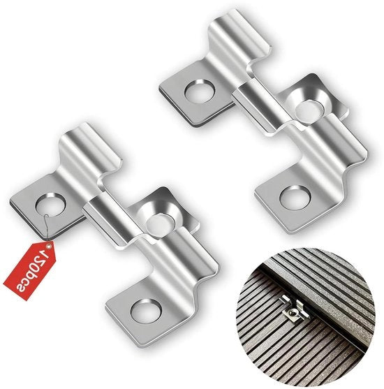 Clips per terrazza in acciaio inox WPC - 120 pezzi - Invisibili - Adatti per legno massello e pavimenti composti