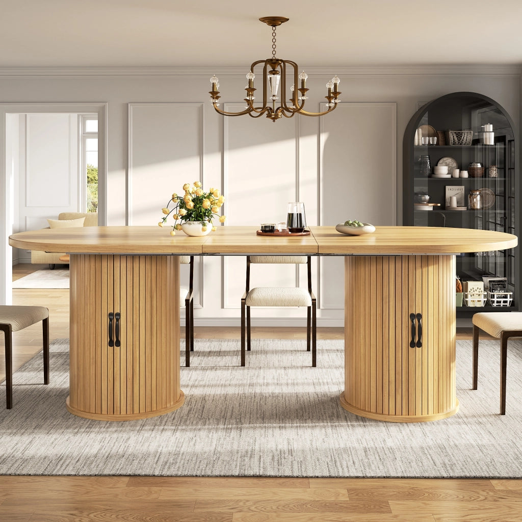 TAVOLO DA PRANZO Allungabile 150-190x80x75 cm Naturale MDF e Metallo