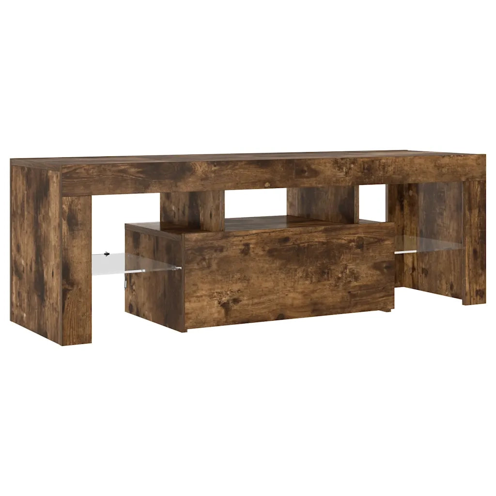 Mobile Porta TV con Luci LED Rovere Fumo 120x35x40 cm 815666