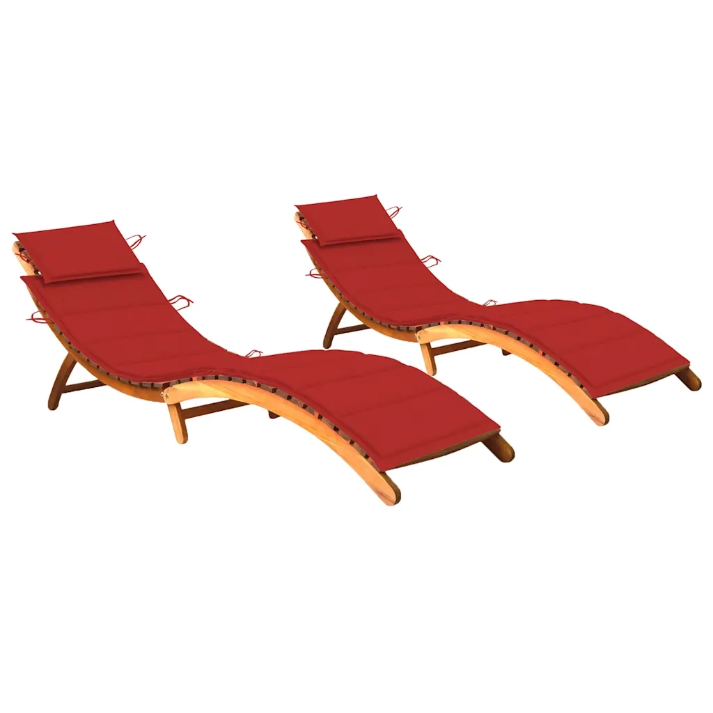 Sdraio 2 pz con Cuscini in Legno Massello di Acacia cod mxl 75553