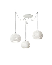 Corvara Lampada a Sospensione in Metallo e Ceramica Bianca, Design Elegante, Attacco E27 3x40W, Diametro 250mm, Altezza Regolabile fino a 5000mm