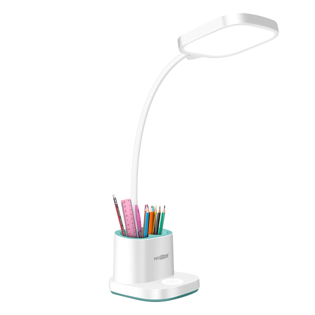 Lampada da scrivania a LED flessibile con portapenne Funzione PowerBank Bianco Max excell