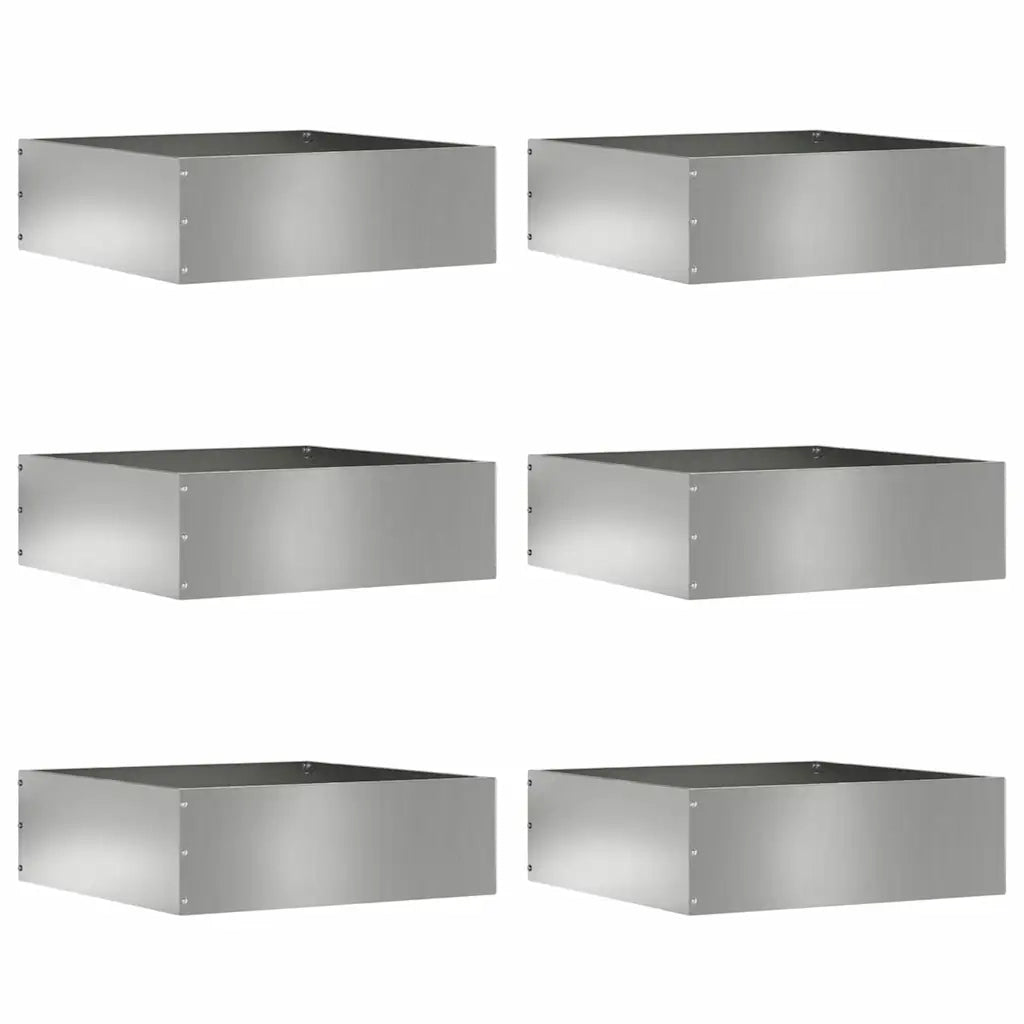 Bordura per Prato 6 pz 40 x 40 x 13 cm Acciaio zincato Argento 874713