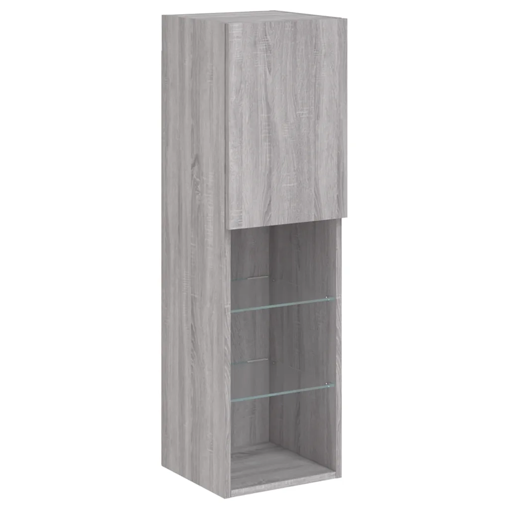 Mobili TV con Luci LED 2pz Grigio Sonoma 30,5x30x102 cm