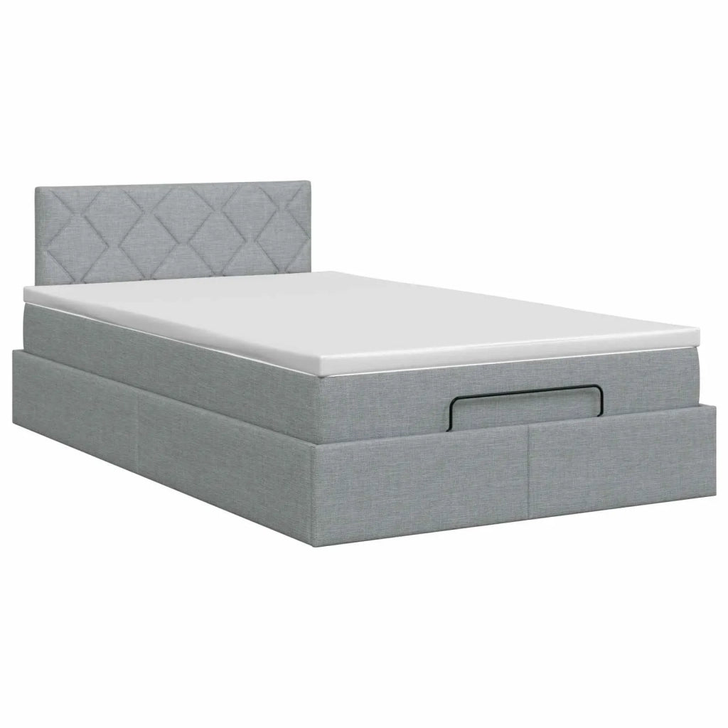 Letto ottomano con materasso Grigio Chiaro 120 x 200 cm Tessuto 3457563