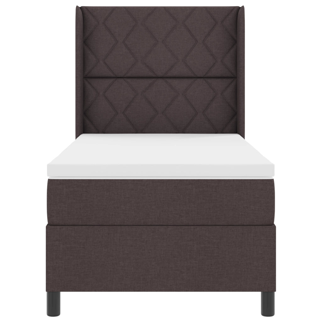 letto a doghe  con materasso e LED marrone scuro 100x200 cm in tessuto