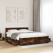 Giroletto con Testiera-Struttura Letto con testiera Rovere Fumo 160x200 cm Legno Multistrato 644507