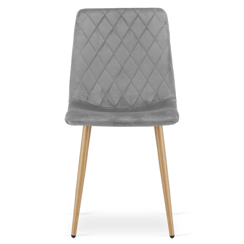 Set di 3 sedie Turin in velluto grigio chiaro e gambe effetto legno