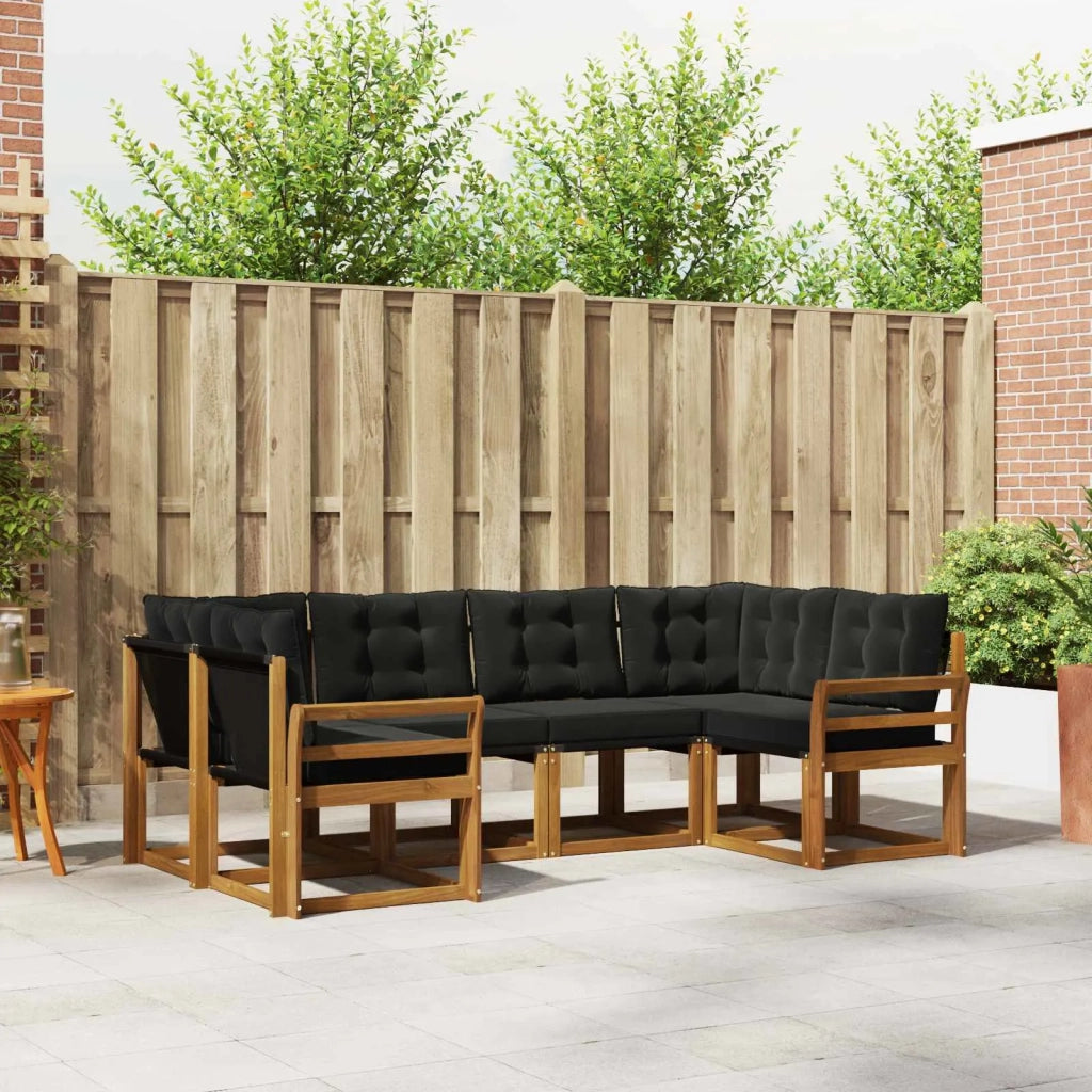 Set di divani da esterno con cuscino 6 pcs Naturale e Nero 3369003