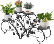 Supporto per piante con 4 piastrelle - Supporto in acciaio inossidabile per vasi di fiori - Massima carico 20 kg - Casa, balcone, terrazzo, giardino - Buffet - 90 x 42 x 21 cm - Nero