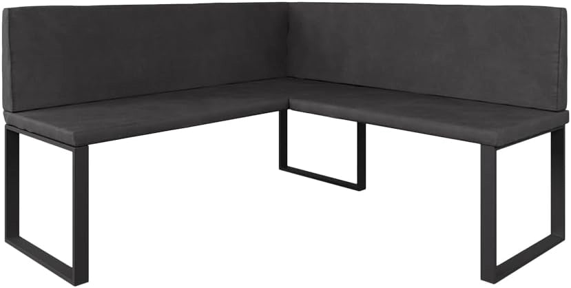 panca ad angolo Ravon, Antracite, 150 x 150 cm, adatta come panca da pranzo per cucine e zone pranzo