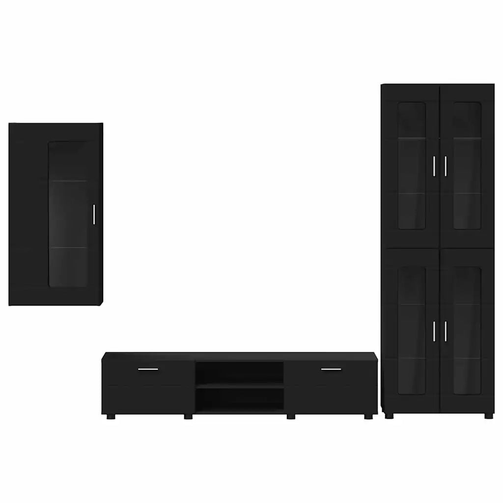 Set mobile TV con cassetto FLORIN 3 pcs Nero Legno multistrato