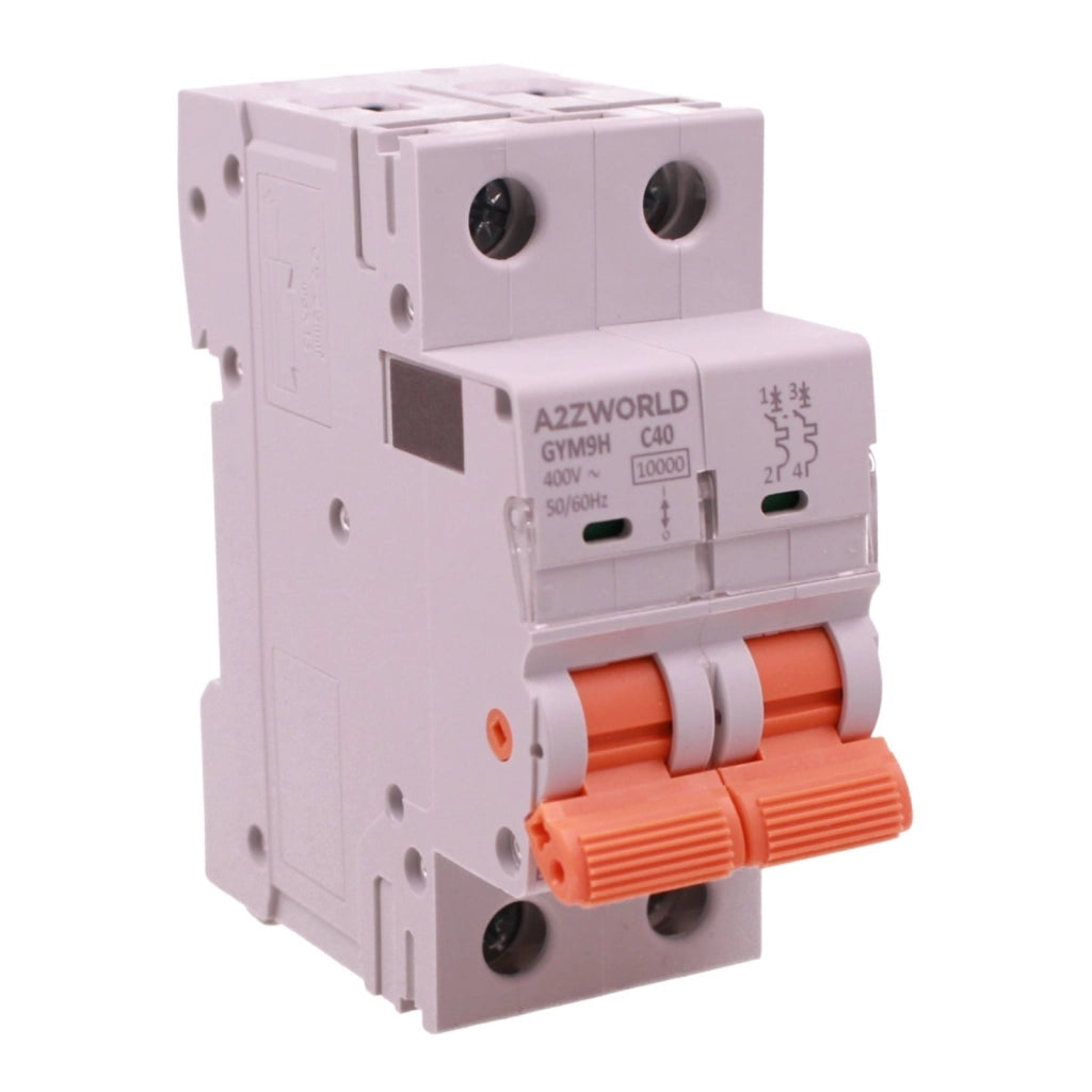 MCB Interruttore Magnetotermico Automatico Curva C 2P 2M 10000A AC 400V IP20 GYM9H, Accoppiabile Con Bobina di Sgancio GA01231 GA01232, Disponibili 25A 32A 40A 63A (C40A)