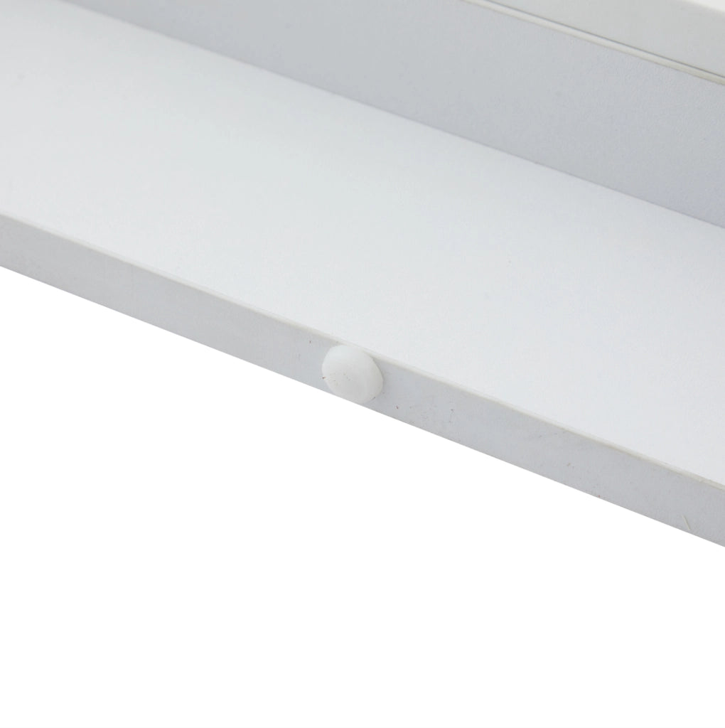 Tavolino da caffè LED bianco 100×50×42 cm con 2 cassetti e ripiano