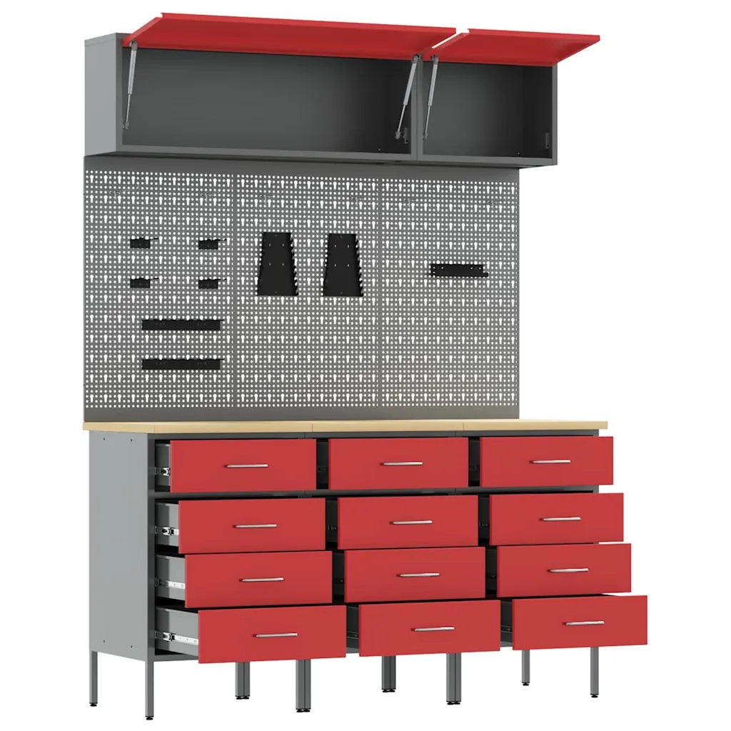 Set di mobili da lavoro con cassetto 8 pcs Rosso 3321439