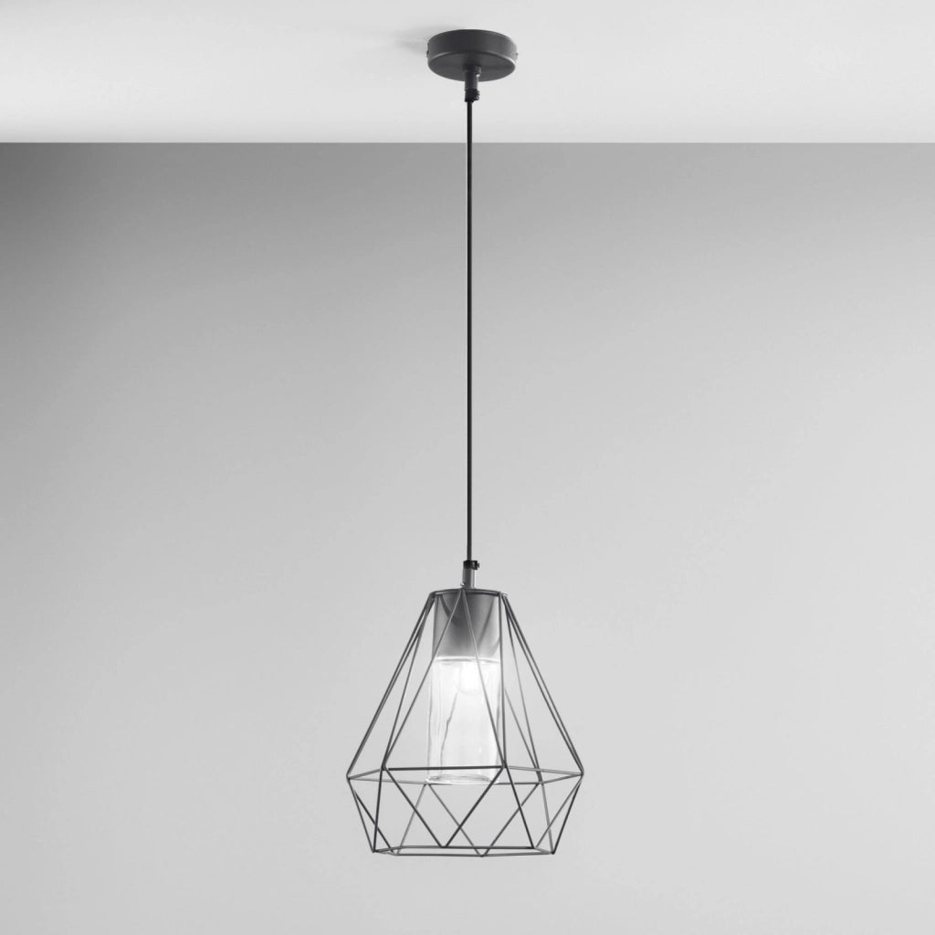 SOSPENSIONE MANDALA NERA 1 LUCE ATTACCO E27 IP44 22X90CM IN METALLO E VETRO