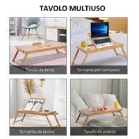 Tavolino da Letto per PC Pieghevole e Inclinabile con Cassetto 72x35x22-30  Colore Legno