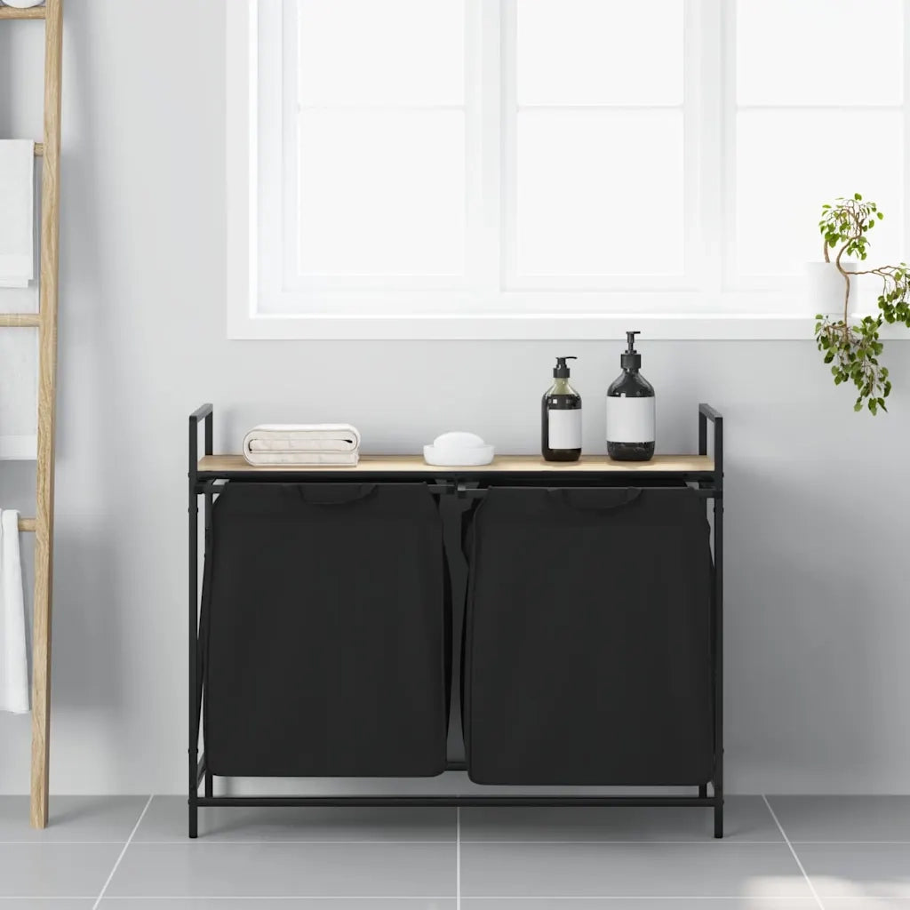 Cesto della Biancheria 2 Scomparti con Ripiano Rovere Sonoma CFW3502620